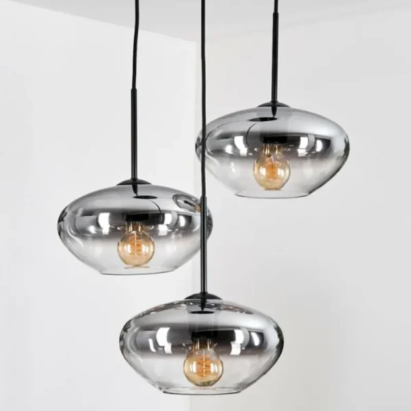 hofstein Mertola Suspension, Boule lumineuse Noir, 3 lumières* Lampes Modernes
