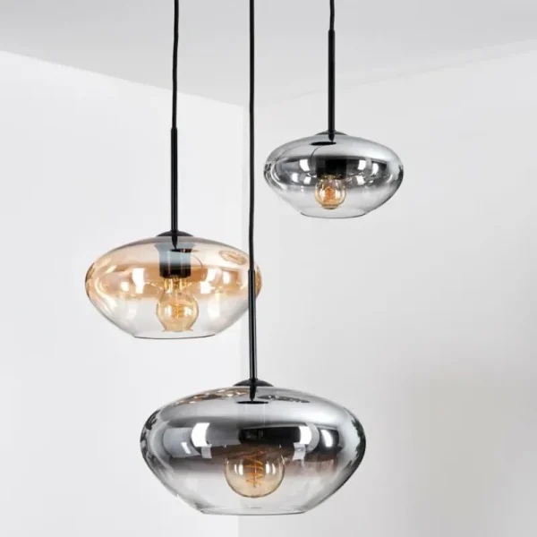 hofstein Mertola Suspension, Boule lumineuse Noir, 3 lumières* Lampes Modernes