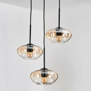 hofstein Mertola Suspension, Boule lumineuse Noir, 3 lumières* Lampes En Verre