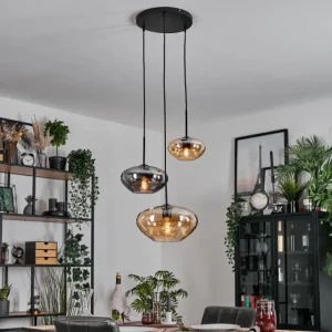 hofstein Mertola Suspension, Boule lumineuse Noir, 3 lumières* Lampes Modernes