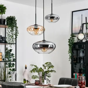 hofstein Mertola Suspension, Boule lumineuse Noir, 3 lumières* Lampes Modernes
