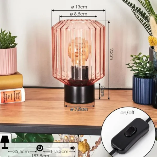 hofstein Moruja Lampe à poser Noir, 1 lumière* Lampes En Verre