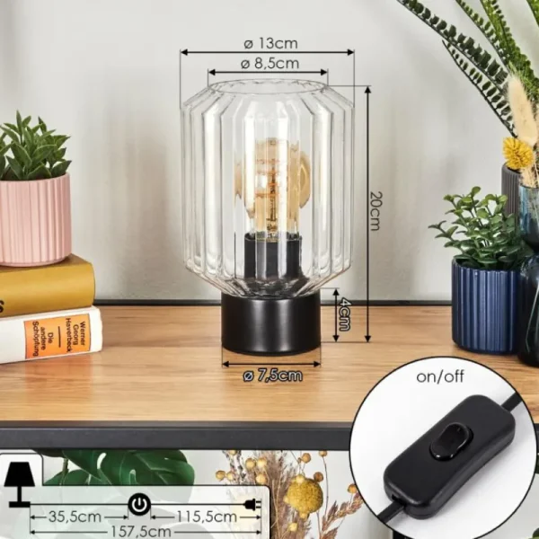 hofstein Moruja Lampe à poser Noir, 1 lumière* Lampes En Verre
