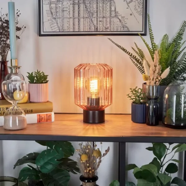hofstein Moruja Lampe à poser Noir, 1 lumière* Lampes En Verre