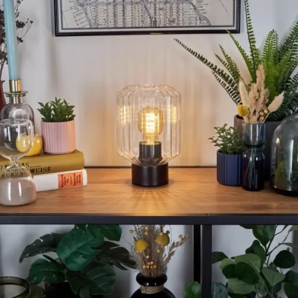 hofstein Moruja Lampe à poser Noir, 1 lumière* Lampes En Verre