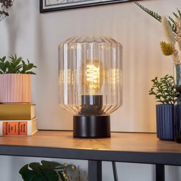 hofstein Moruja Lampe à poser Noir, 1 lumière* Lampes En Verre