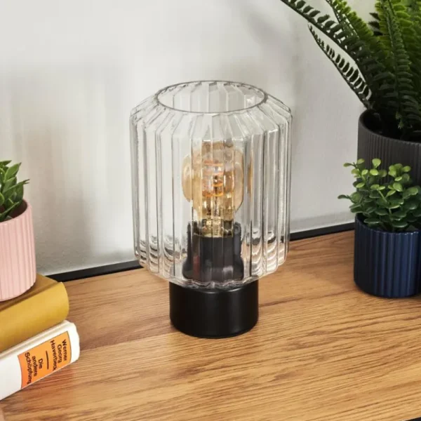 hofstein Moruja Lampe à poser Noir, 1 lumière* Lampes En Verre