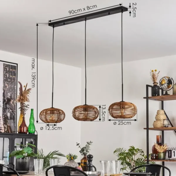 hofstein Mulstrand Suspension Noir, 3 lumières* Lampes Modernes