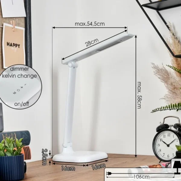 hofstein Munkdrup Lampe à poser, Liseuse LED Blanc, 1 lumière* Lampes Modernes