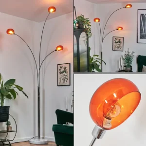 hofstein Nikkala Lampadaire Chrome, Blanc, 3 lumières* Lampes En Verre