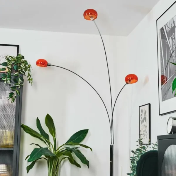 hofstein Nikkala Lampadaire Chrome, Blanc, 3 lumières* Lampes En Verre