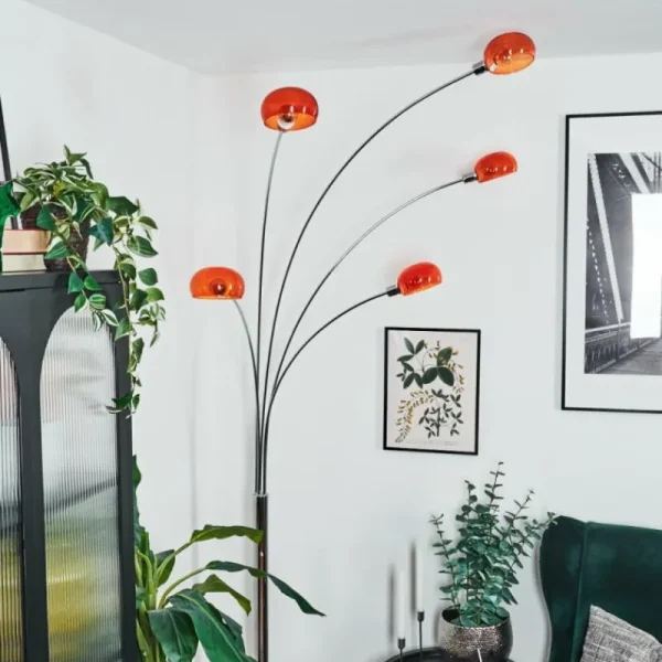 hofstein Nikkala Lampadaire Chrome, Blanc, 5 lumières* Lampes En Verre