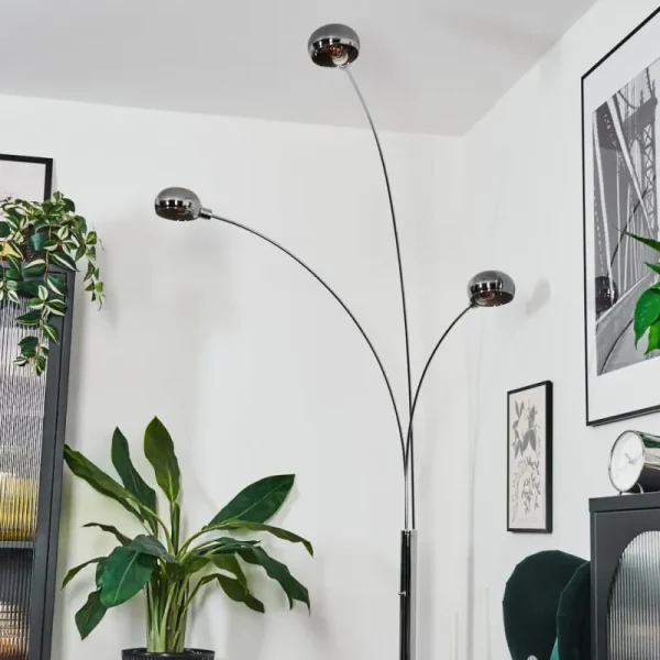 hofstein Nikkala Lampadaire Chrome, Blanc, 3 lumières* Lampes Modernes