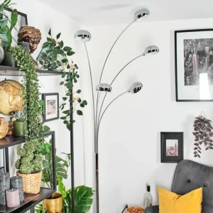 hofstein Nikkala Lampadaire Chrome, Marbre, Blanc, 5 lumières* Lampes Modernes
