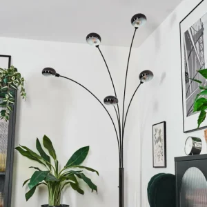 hofstein Nikkala Lampadaire Chrome, Noir, 5 lumières* Lampes Modernes