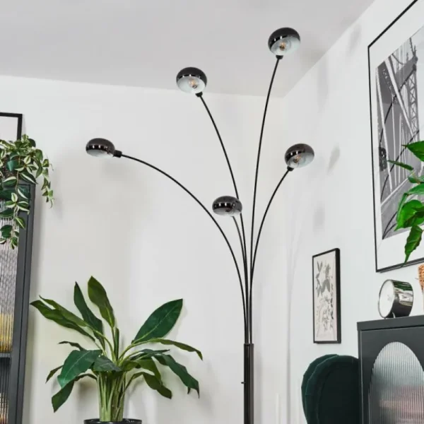 hofstein Nikkala Lampadaire Chrome, Noir, 5 lumières* Lampes Modernes