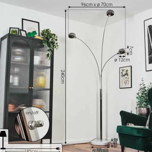 hofstein Nikkala Lampadaire Chrome, Blanc, 3 lumières* Lampes Modernes