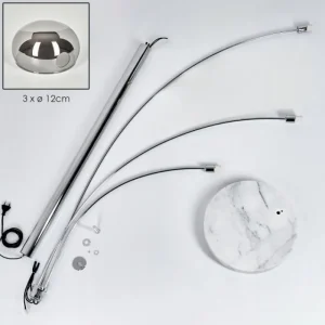 hofstein Nikkala Lampadaire Chrome, Blanc, 3 lumières* Lampes Modernes