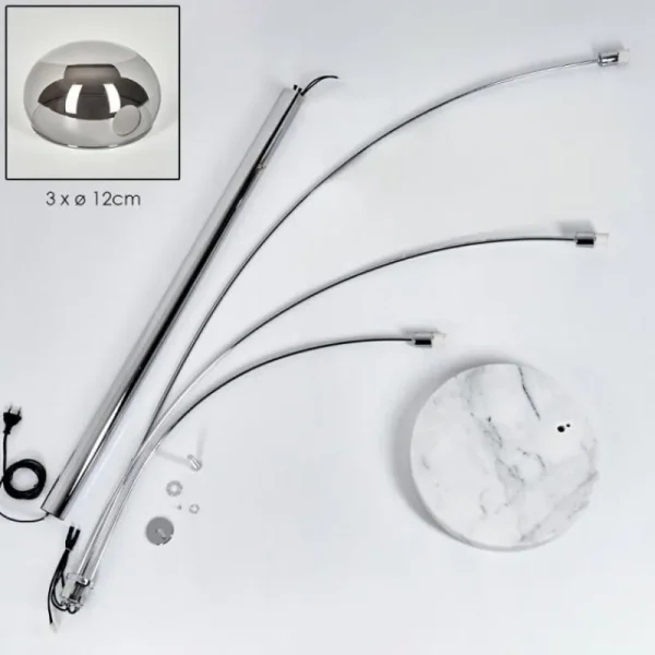 hofstein Nikkala Lampadaire Chrome, Blanc, 3 lumières* Lampes Modernes