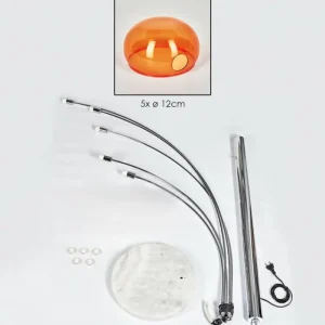 hofstein Nikkala Lampadaire Chrome, Blanc, 5 lumières* Lampes En Verre