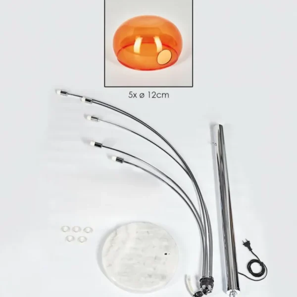 hofstein Nikkala Lampadaire Chrome, Blanc, 5 lumières* Lampes En Verre