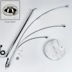 hofstein Nikkala Lampadaire Chrome, Blanc, 3 lumières* Lampes Modernes