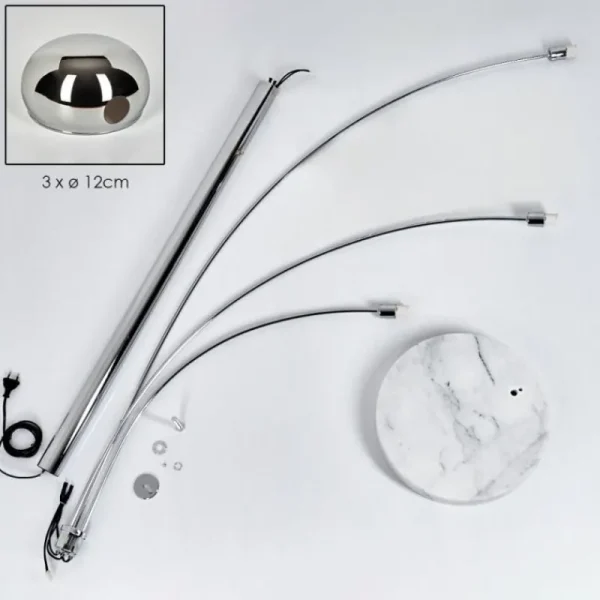 hofstein Nikkala Lampadaire Chrome, Blanc, 3 lumières* Lampes Modernes