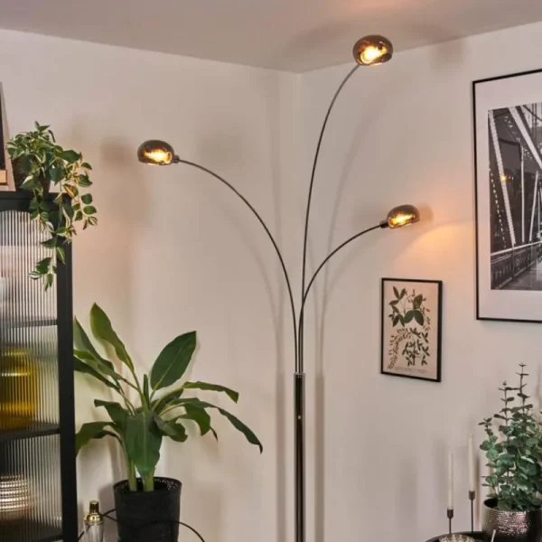 hofstein Nikkala Lampadaire Chrome, Blanc, 3 lumières* Lampes Modernes