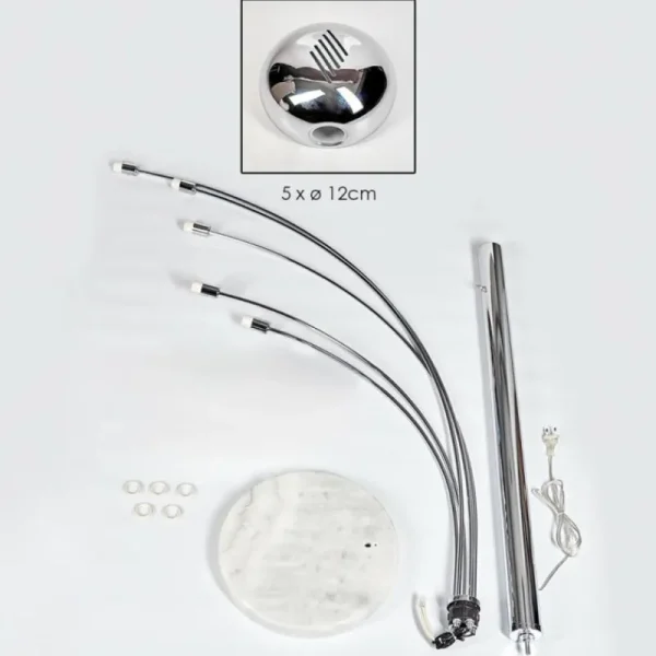 hofstein Nikkala Lampadaire Chrome, Marbre, Blanc, 5 lumières* Lampes Modernes