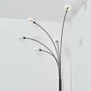 hofstein Nikkala Lampadaire Chrome, Noir, 5 lumières* Lampes En Verre