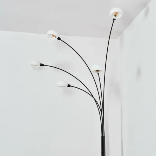 hofstein Nikkala Lampadaire Chrome, Noir, 5 lumières* Lampes En Verre