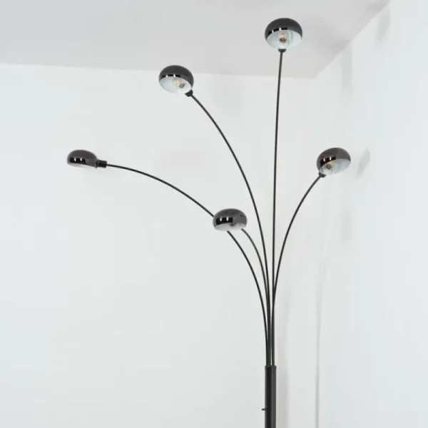 hofstein Nikkala Lampadaire Chrome, Noir, 5 lumières* Lampes Modernes