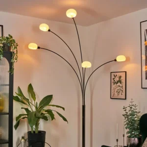 hofstein Nikkala Lampadaire Chrome, Noir, 5 lumières* Lampes En Verre