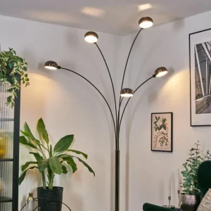 hofstein Nikkala Lampadaire Chrome, Noir, 5 lumières* Lampes Modernes