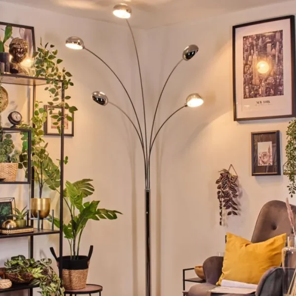 hofstein Nikkala Lampadaire Chrome, Marbre, Blanc, 5 lumières* Lampes Modernes
