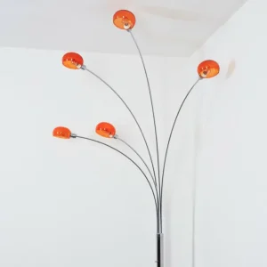 hofstein Nikkala Lampadaire Chrome, Blanc, 5 lumières* Lampes En Verre