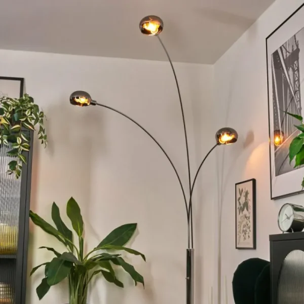 hofstein Nikkala Lampadaire Chrome, Blanc, 3 lumières* Lampes Modernes