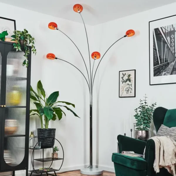 hofstein Nikkala Lampadaire Chrome, Blanc, 5 lumières* Lampes En Verre