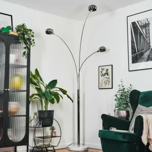 hofstein Nikkala Lampadaire Chrome, Blanc, 3 lumières* Lampes Modernes