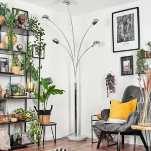 hofstein Nikkala Lampadaire Chrome, Marbre, Blanc, 5 lumières* Lampes Modernes