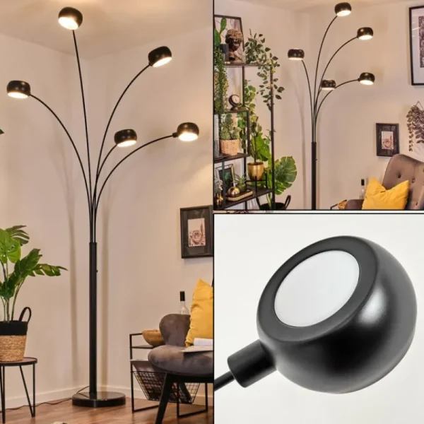 hofstein Nikkala Lampadaire Marbre, Noir, 5 lumières* Lampes Modernes