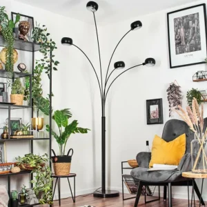 hofstein Nikkala Lampadaire Marbre, Noir, 5 lumières* Lampes Modernes