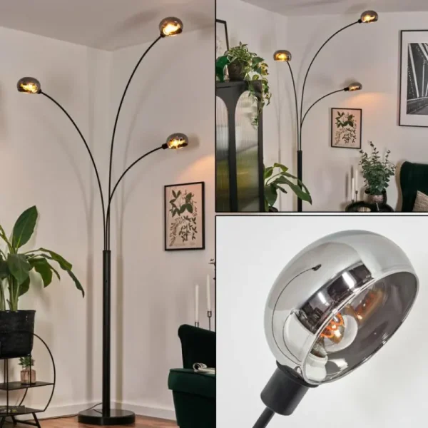 hofstein Nikkala Lampadaire Noir, 3 lumières* Lampes Modernes