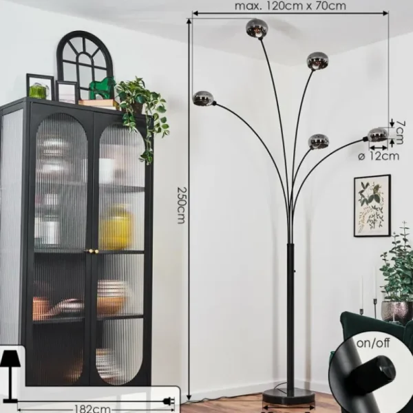 hofstein Nikkala Lampadaire Noir, 5 lumières* Lampes Modernes