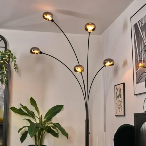 hofstein Nikkala Lampadaire Noir, 5 lumières* Lampes Modernes