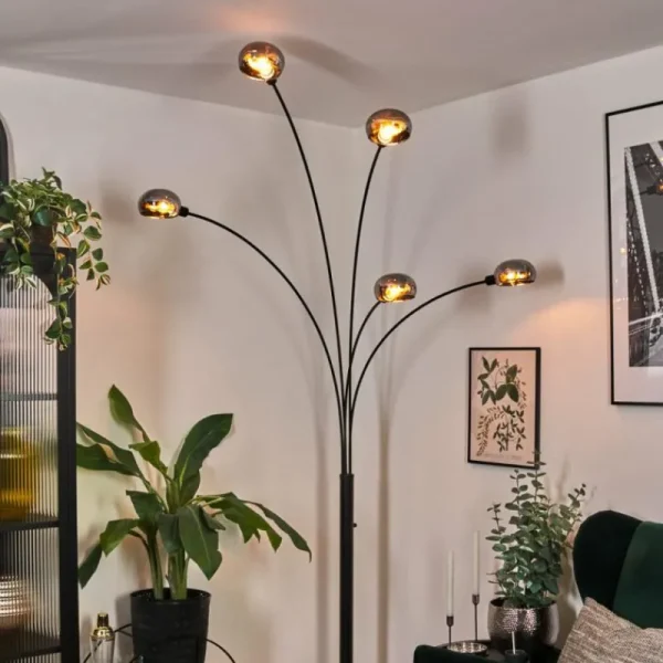 hofstein Nikkala Lampadaire Noir, 5 lumières* Lampes Modernes