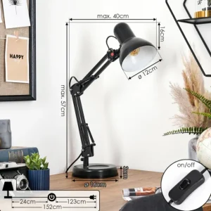 hofstein Nurmasuando Lampe à poser, Liseuse Noir, 1 lumière* Lampes Modernes
