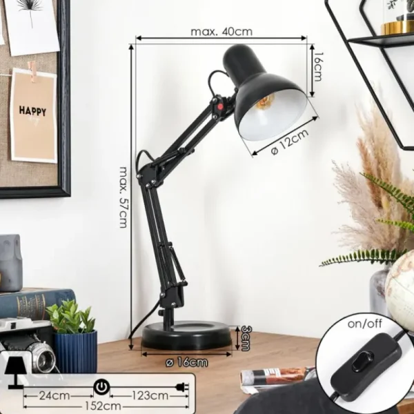 hofstein Nurmasuando Lampe à poser, Liseuse Noir, 1 lumière* Lampes Modernes