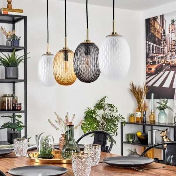 hofstein Nyberget Suspension, Boule lumineuse, Suspension Laiton, 4 lumières* Lampes Modernes