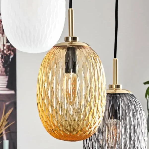 hofstein Nyberget Suspension, Boule lumineuse, Suspension Laiton, 3 lumières* Lampes Modernes